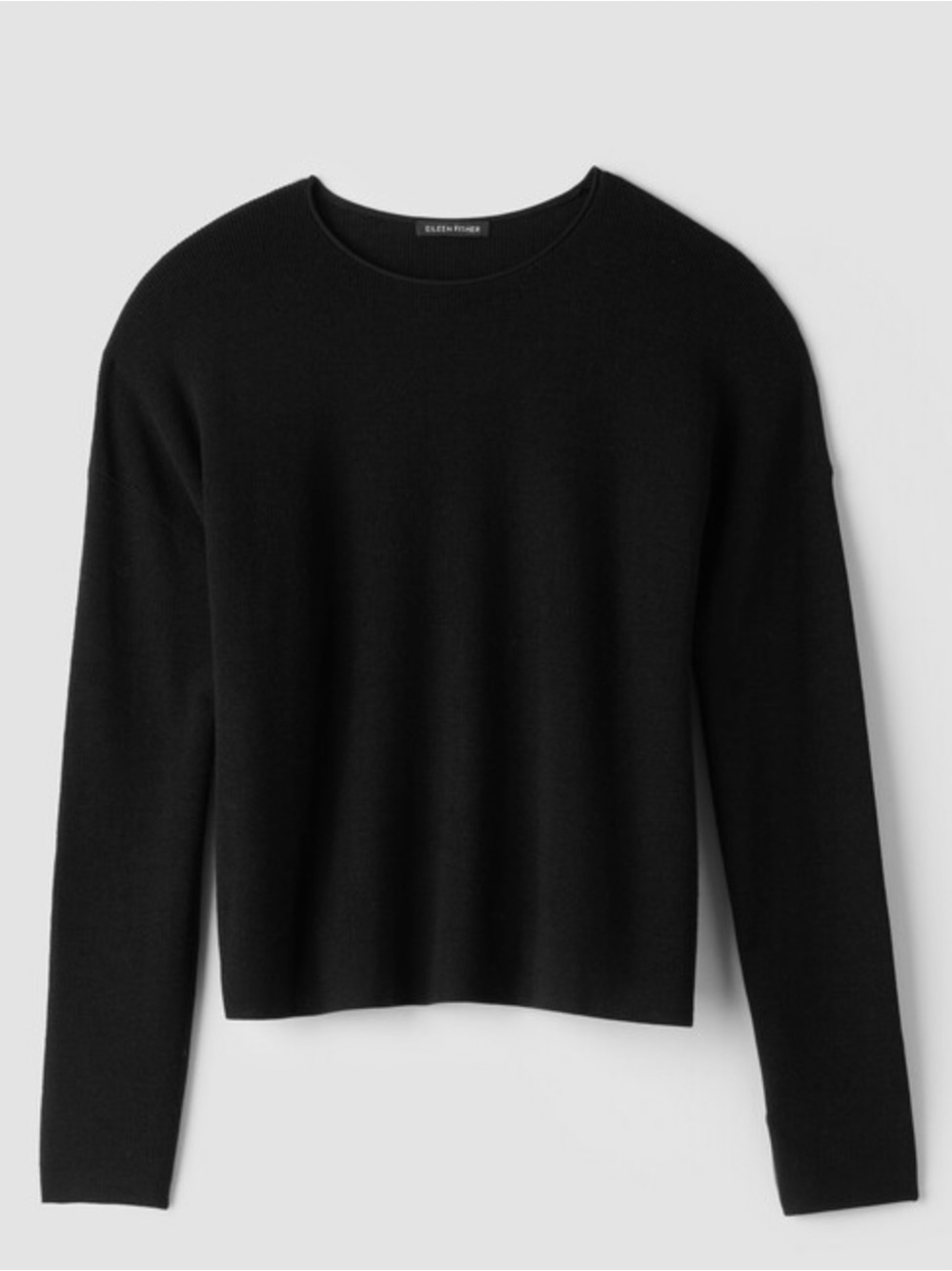 Eileen Fisher Black Italian Yarn Extra Fine Merino Wool Long Sleeve Size Large